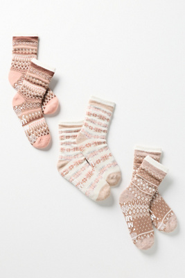 Muk Luks Tall Cozy Lounge Socks, Set Of 3 In Multi