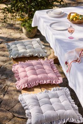 Ruffled Stripe Seat Cushion