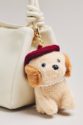By Anthropologie Fluffy Dog Plush Bag Charm In Multi