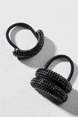 By Anthropologie Sparkle Pony Cuff Hair Ties, Set Of 2 In Black