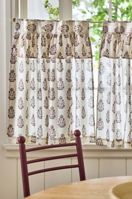 Evita Cotton Printed Valence Curtain, Set of 2