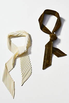 By Anthropologie Pleated Velvet Hair Scarves, Set Of 2 In Multi