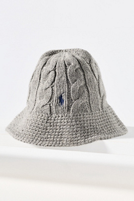 Ralph Lauren Cable Knit Wool Blend Bucket Hat In Gray