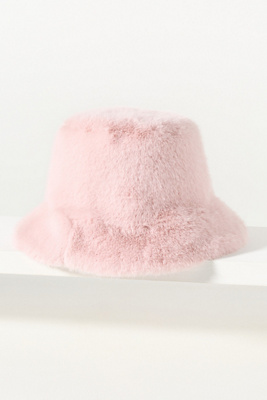 By Anthropologie Faux Fur Bucket Hat In Purple