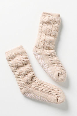 Ugg Elowyn Cable-knit Fleece-lined Socks In White