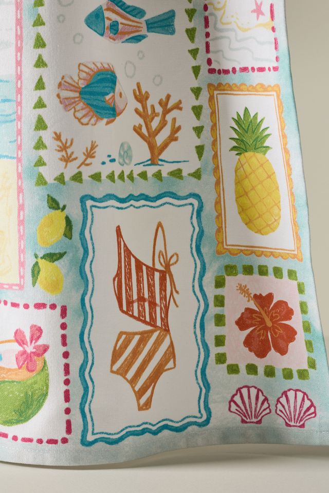 Summer Collage Dish Towel #1