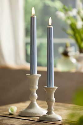 Flameless Stripe Taper Candles, Set of 2