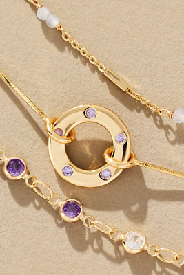 By Anthropologie Birthstone Layered Necklace In Purple