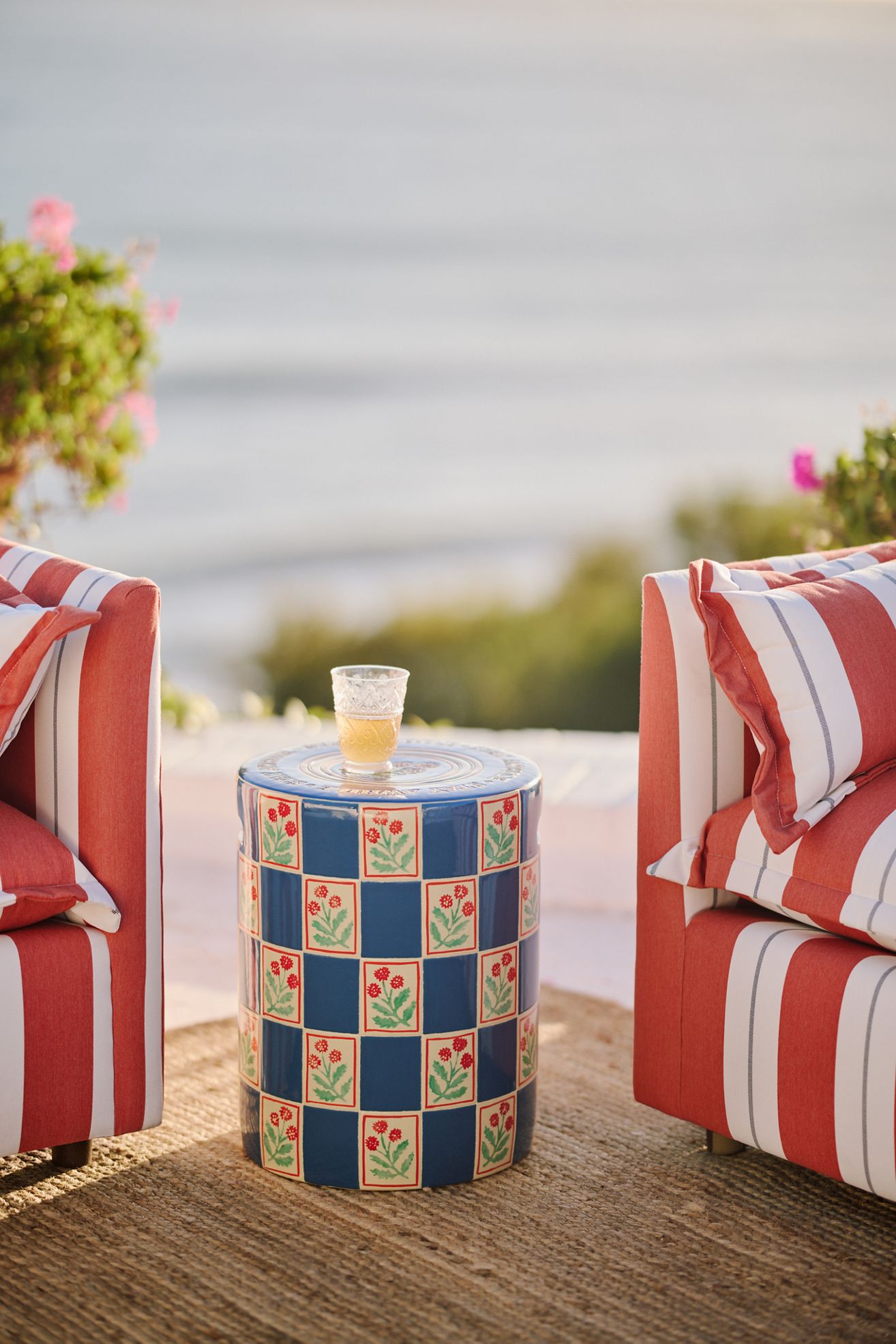 Tilde Ceramic Side Table - Navy, One Size