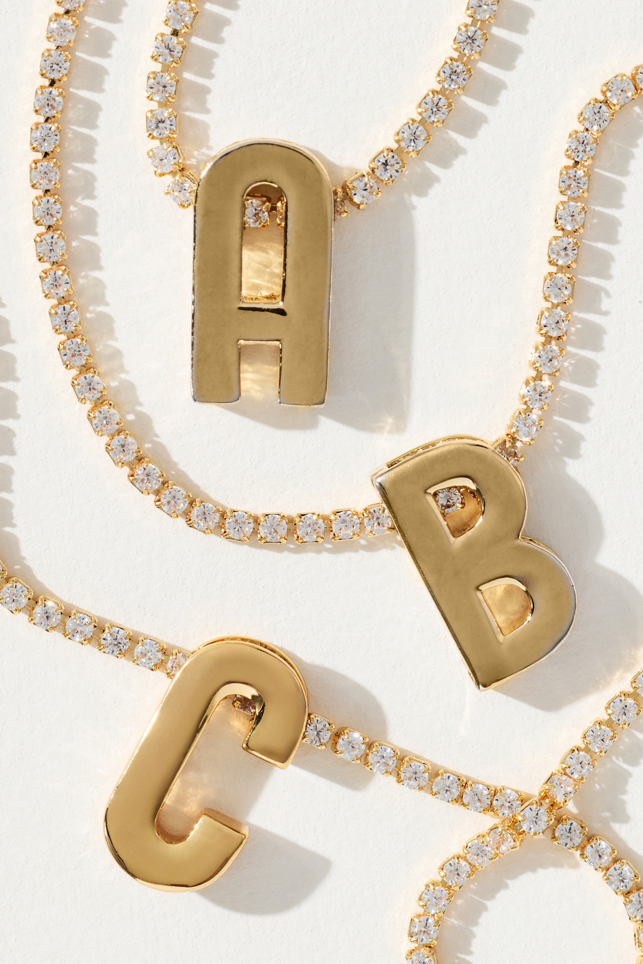 Large Shimmered Monogram Tennis Necklace