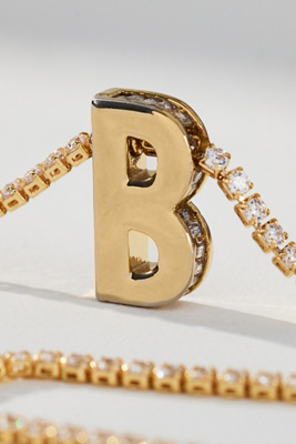 By Anthropologie Large Crystal Monogram Necklace