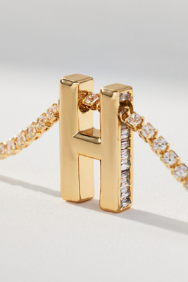 By Anthropologie Large Crystal Monogram Necklace