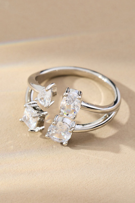 By Anthropologie Stacked Rhinestone Ring In Silver