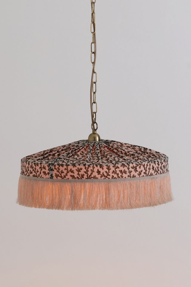 Sinclair Tassel-Fringed Linen Pendant #2