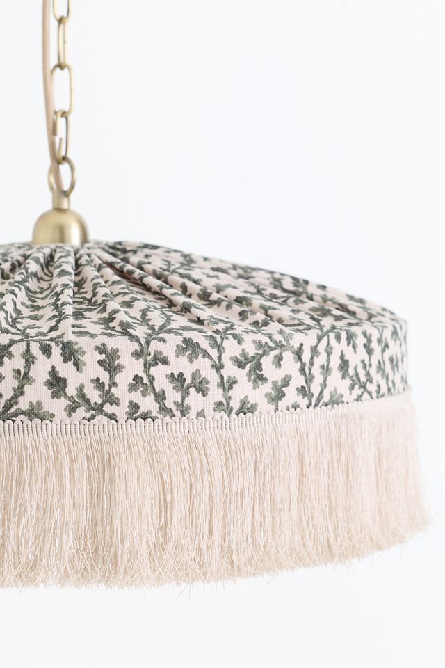 Sinclair Tassel-Fringed Linen Pendant #3