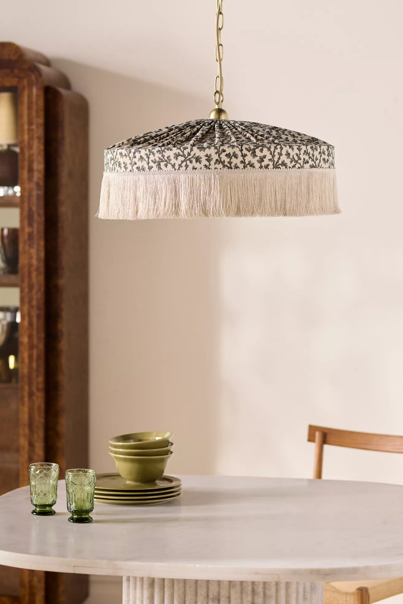 Sinclair Tassel-Fringed Linen Pendant