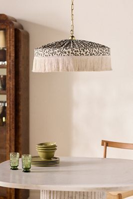 Sinclair Tassel-Fringed Linen Pendant