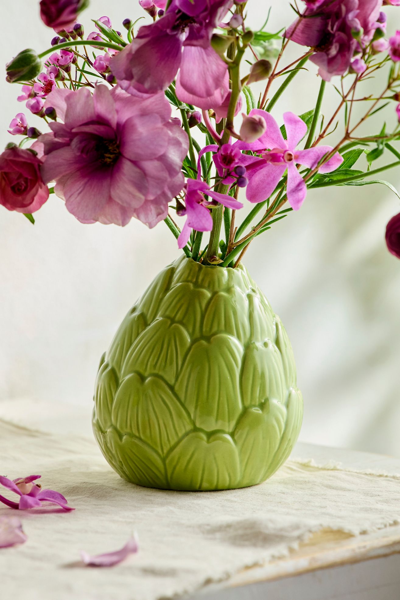 Artichoke Porcelain Vase - Green, Standard, One Size