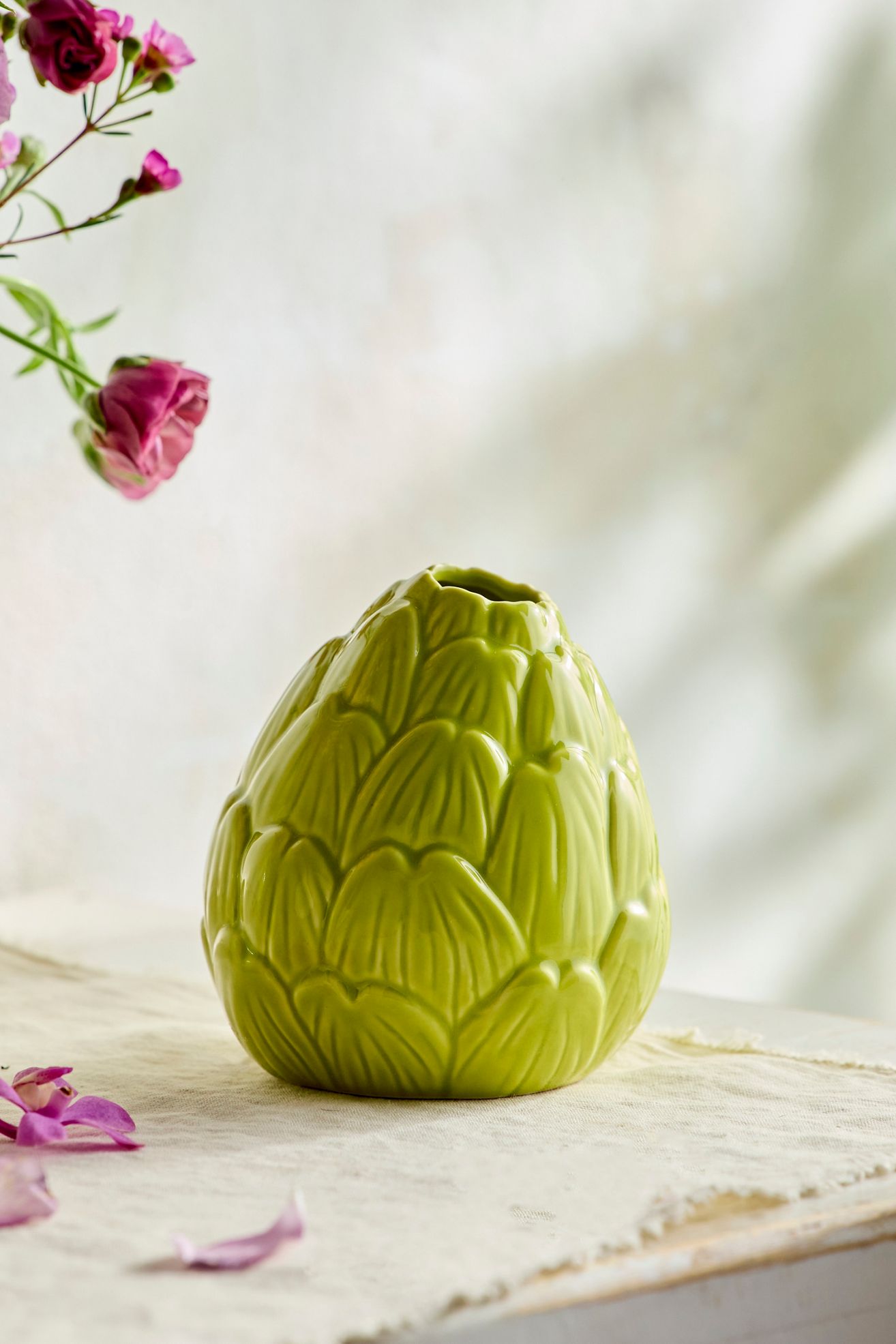 Artichoke Porcelain Vase - Lime, One Size