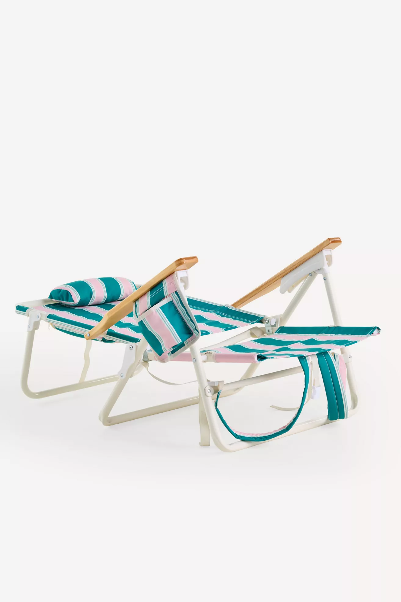 Angled side view of Penny Beach Chair showing fabric and frame