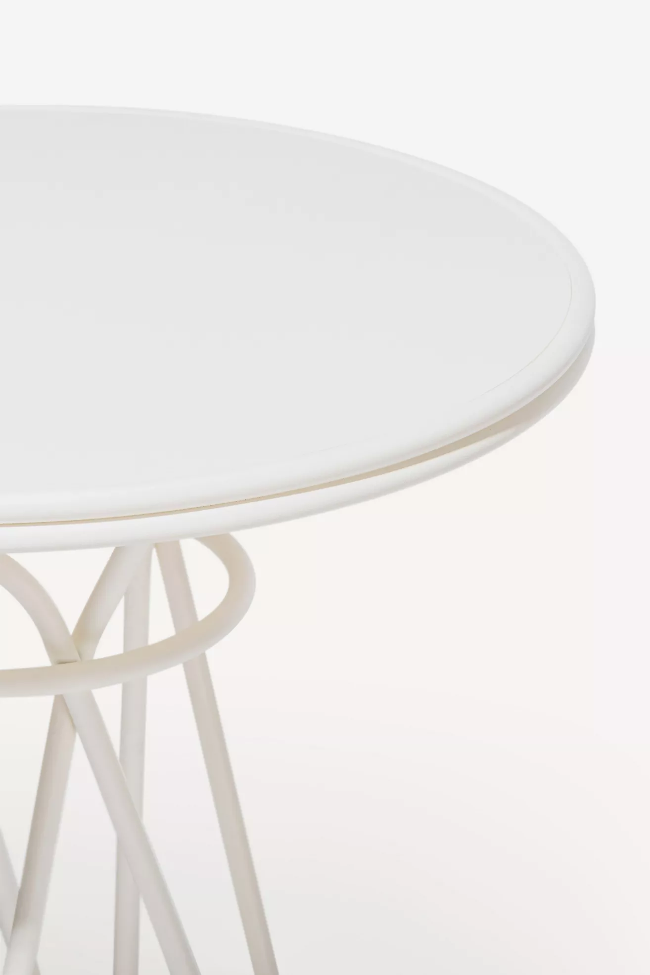 close-up of white circular table edge