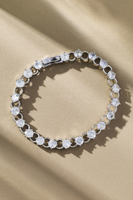 By Anthropologie Circle Crystal Bracelet In Silver