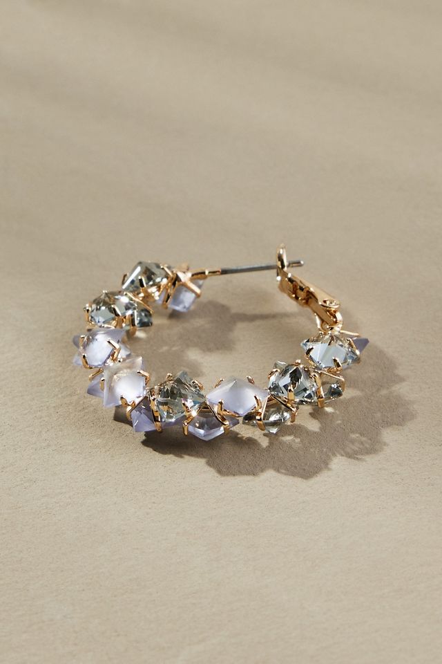 Stone Cluster Hoop Earrings #1