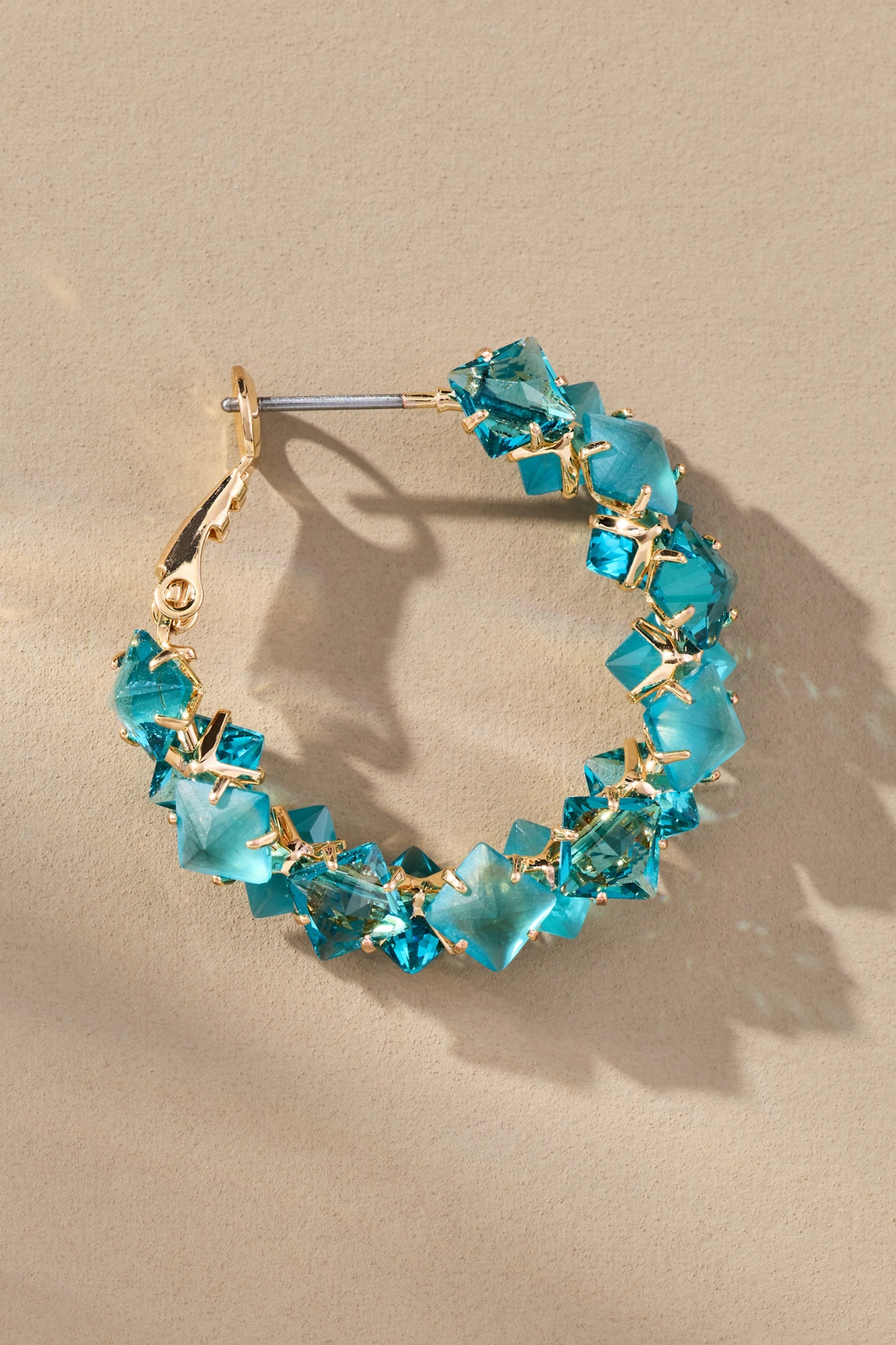 Stone Cluster Hoop Earrings