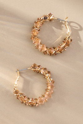 By Anthropologie Stone Cluster Hoop Earrings In Orange