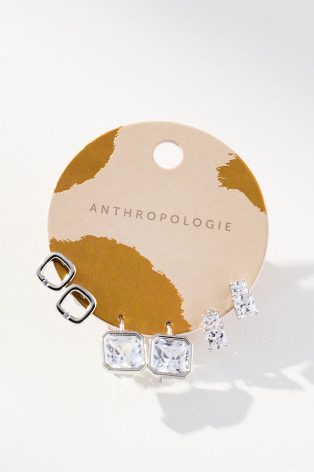 Square Huggie Earrings, Set of 3 #1