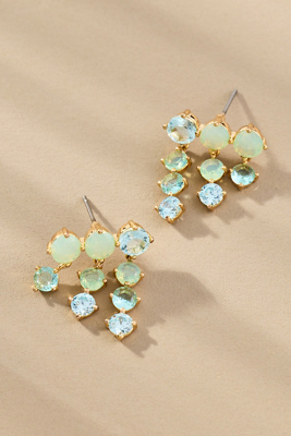 By Anthropologie Multi Crystal Drop Earrings In Blue