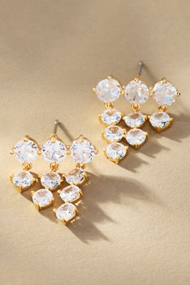 By Anthropologie Multi Crystal Drop Earrings In Transparent