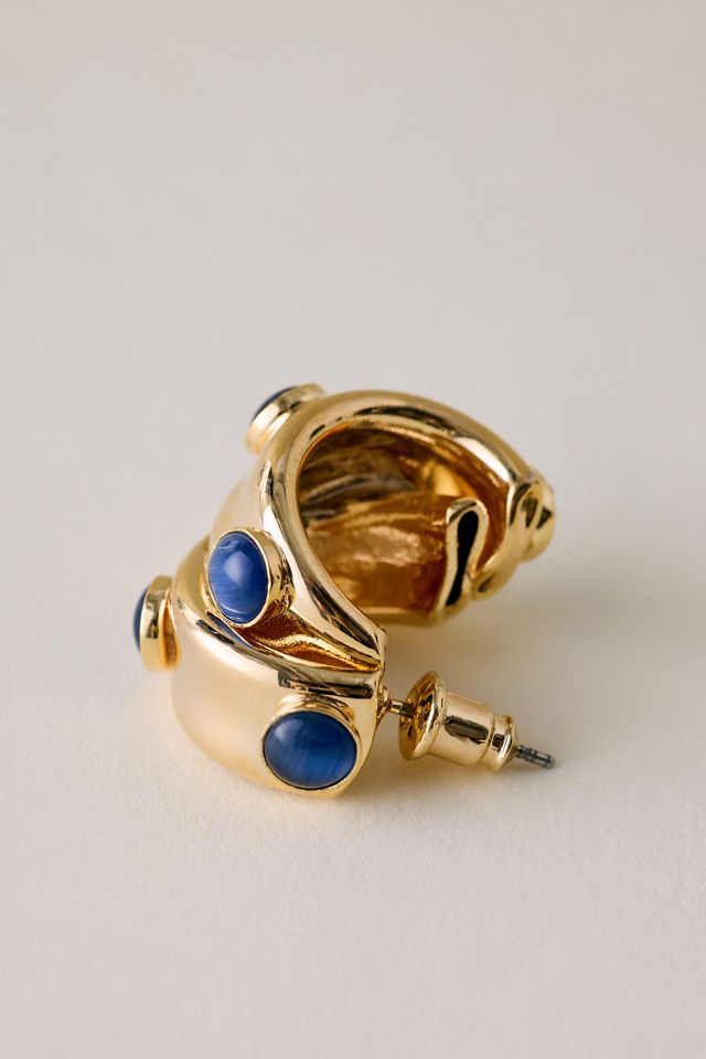 Stone Dot Curved Earrings #1