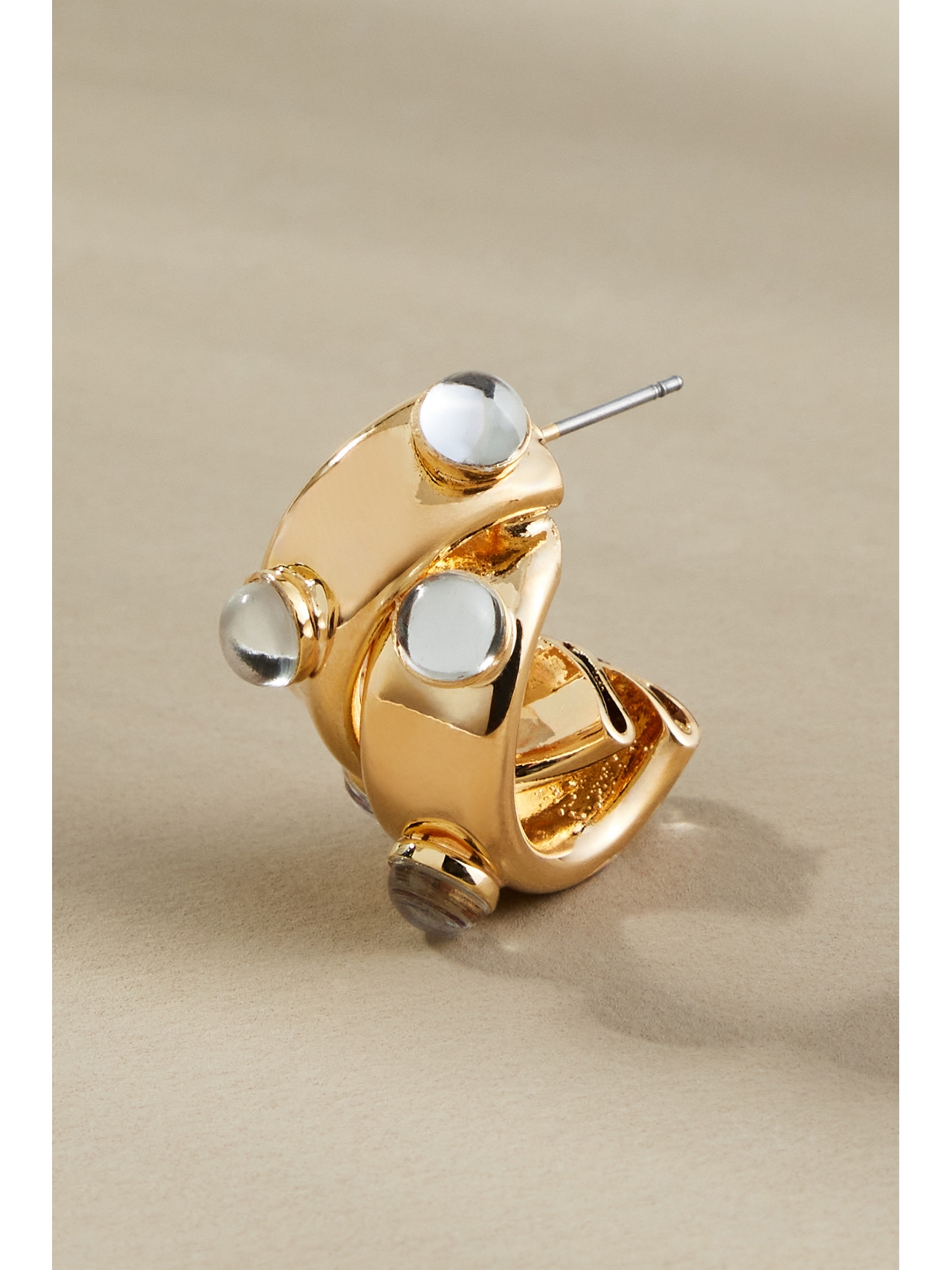 Stone Dot Curved Earrings