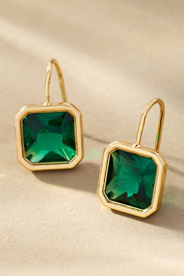 By Anthropologie Square Gemstone Earrings In Green