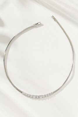 By Anthropologie Crystal Bar Collar Necklace In Silver