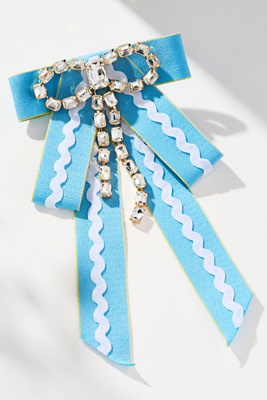By Anthropologie Embellished Bow Brooch In Blue