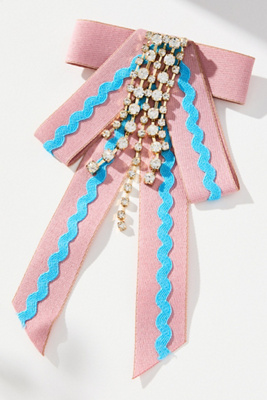 By Anthropologie Embellished Bow Brooch In Pink