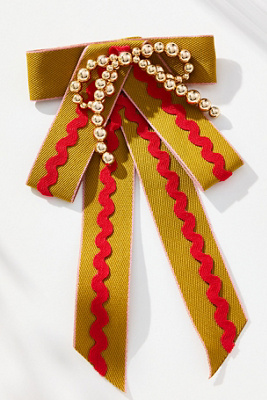By Anthropologie Embellished Bow Brooch In Yellow