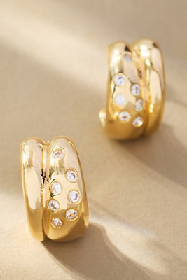 By Anthropologie Mini Double Huggie Hoop Earrings In Gold