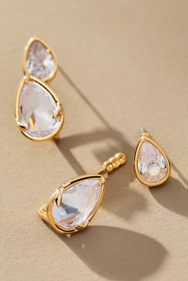 By Anthropologie Crystal Teardrop Earrings In Transparent
