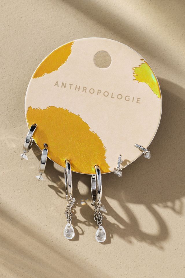 Drippy Crystal Huggie Hoop Earrings, Set of 3 #1