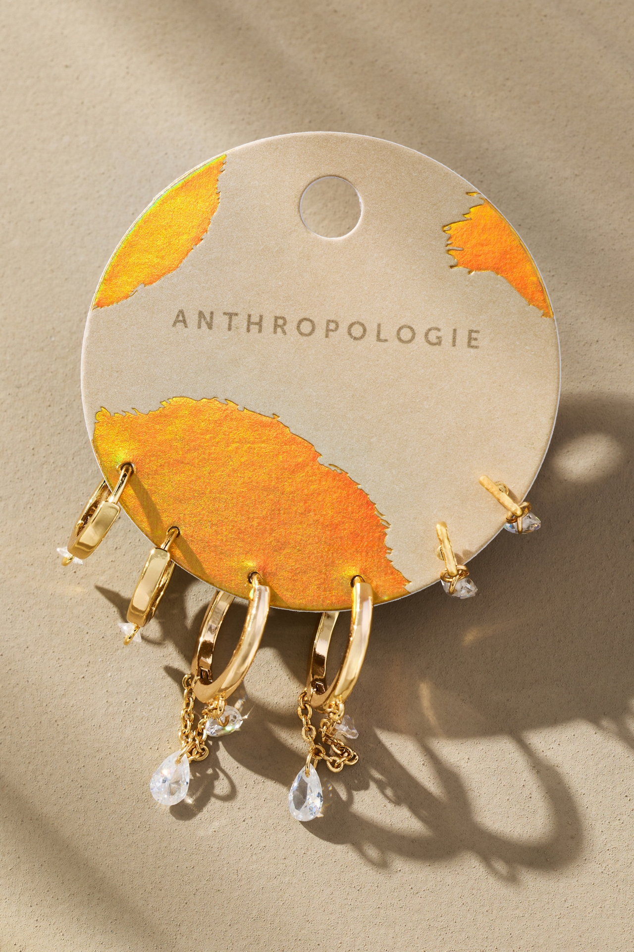 Drippy Crystal Huggie Hoop Earrings, Set of 3