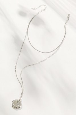 By Anthropologie Double Chain Pendant Necklace In Silver