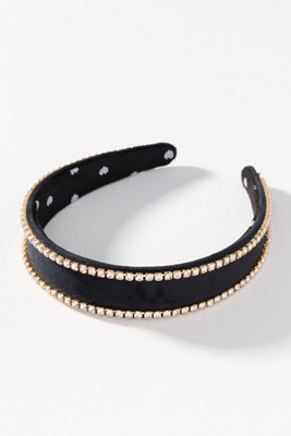 Lele Sadoughi Bessette Crystal Edge Velvet Headband In Black