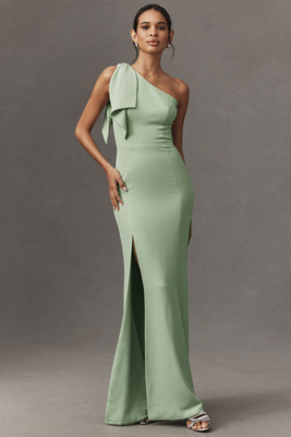 Dress The Population Georgina One-shoulder Maxi Dress In Green