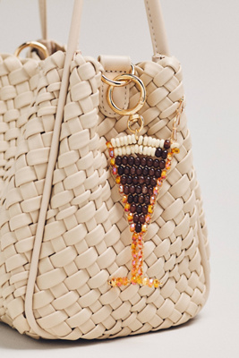 By Anthropologie Beaded Drinks Bag Charm In Brown