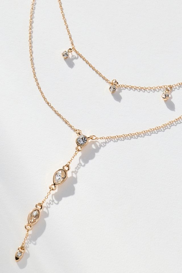 Kristall-Lariat Layered Halskette #1