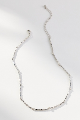 By Anthropologie Beaded Metal Necklace In Silver