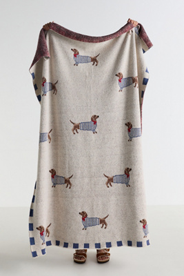 Parisian Dog Cotton Knit Throw